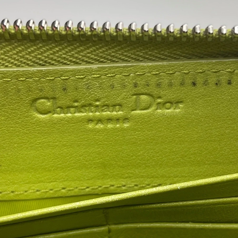 Dior Lady Dior Cannage Patent Leather Zip Around Long Wallet - Preowned